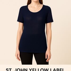 St. John  Yellow  Label Short Sleeved Sweater in Navy Fits Sizes 4-6